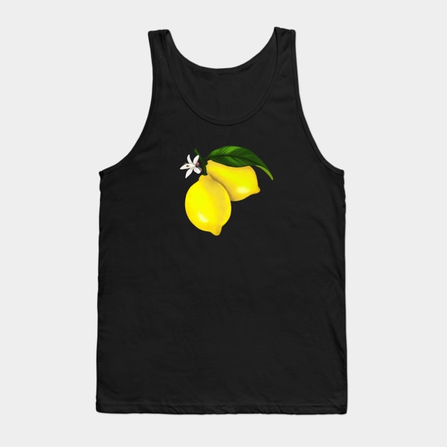 Cute Yellow Lemon Graphic Tank Top by Kraina